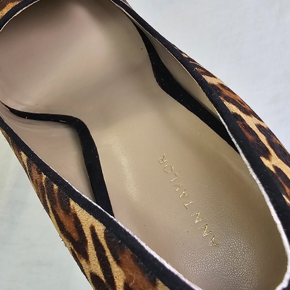Ann Taylor Beck  Leopard Print Calf Hair 3.5” Loafer Stiletto Heel Pump 9M - Picture 9 of 14